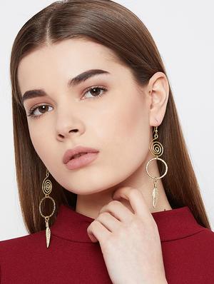gold metal drop earring - 16129218 - Standard Image - 4