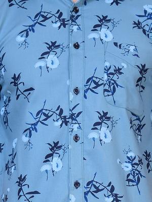 blue floral printed casual shirt - 16129533 - Standard Image - 4