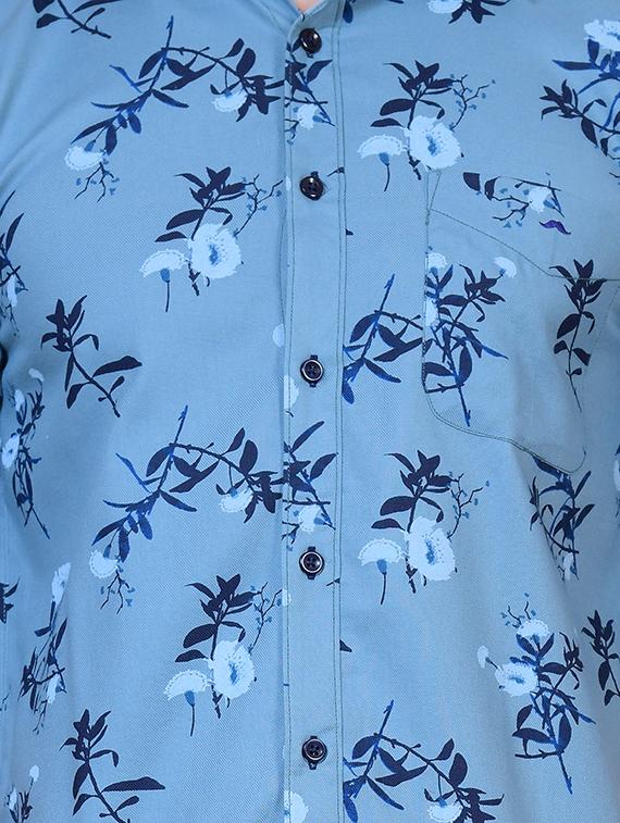 blue floral printed casual shirt - 16129533 - Zoom Image - 4
