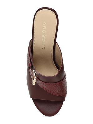 maroon pu mules sandals - 16129904 - Standard Image - 4