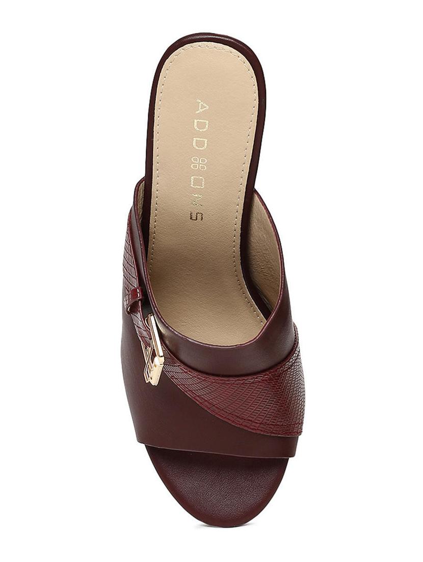 maroon pu mules sandals - 16129904 - Zoom Image - 4