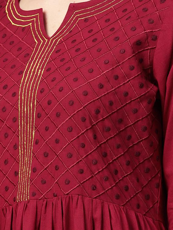 solid tiered kurta - 16130297 - Zoom Image - 4