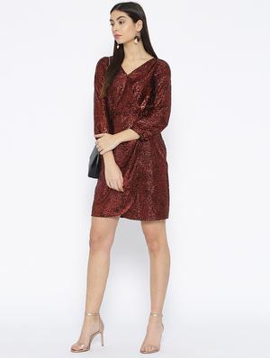 front overlap sequined sheath dress - 16131738 - Standard Image - 4