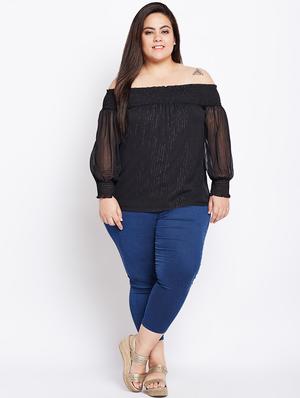 smocking detail off shoulder plus top - 16133623 - Standard Image - 4