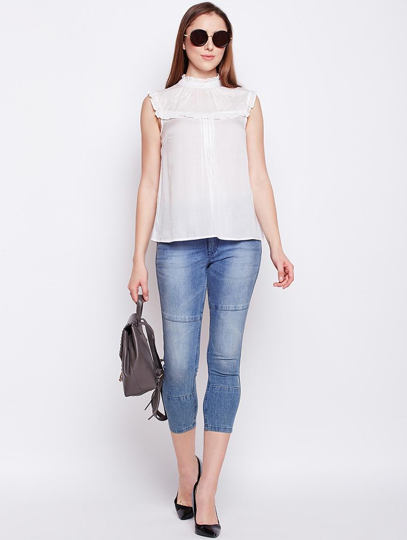 ruffle detail mock neck top - 16133702 - Zoom Image - 4