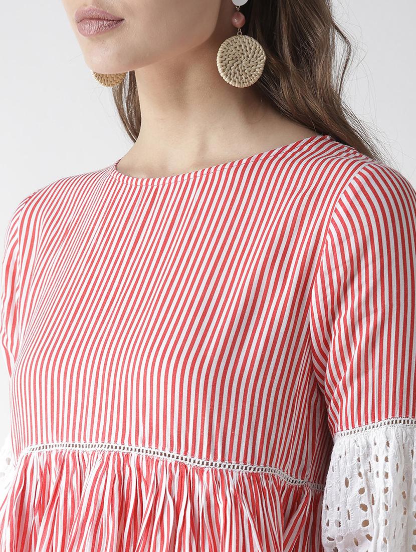 schiffli panel striped top - 16134483 - Zoom Image - 4