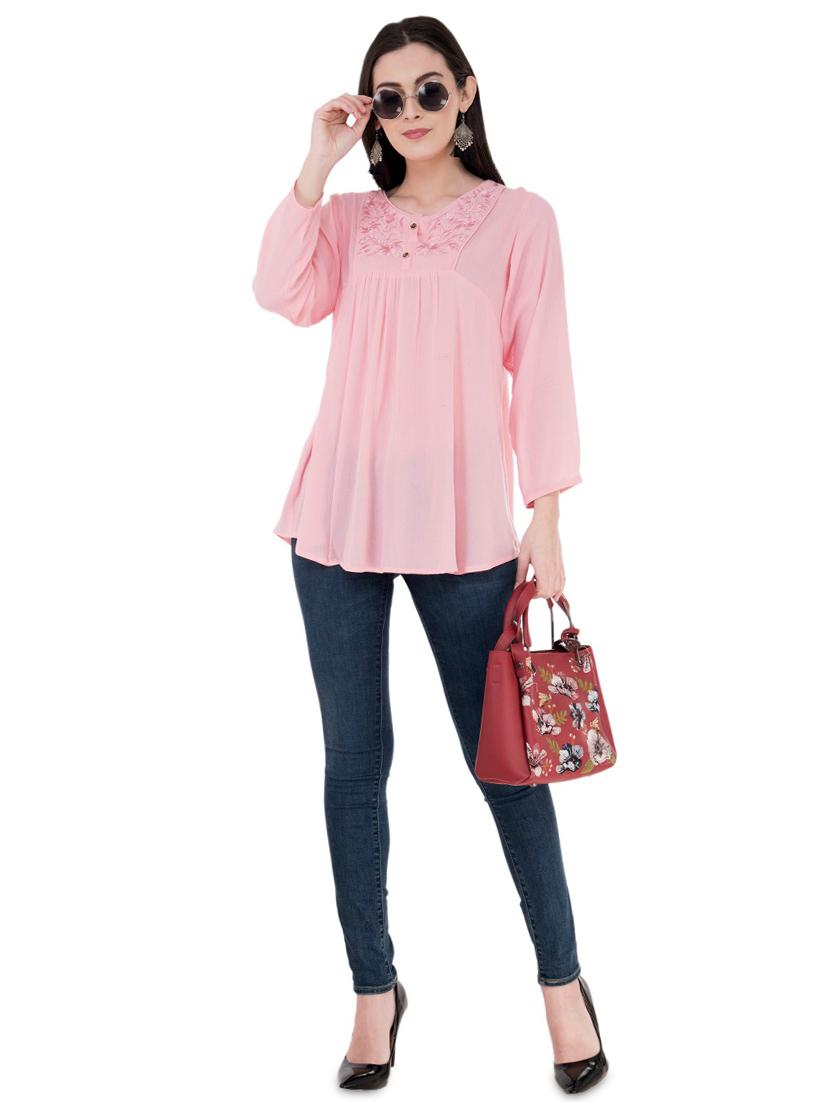 gather detail embroidered tunic - 16134993 - Zoom Image - 4