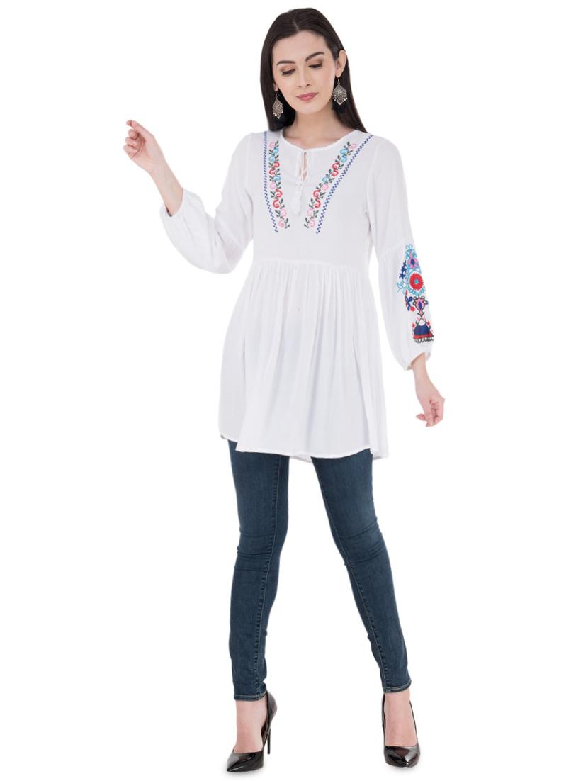 embroidered gathered top - 16134997 - Zoom Image - 4
