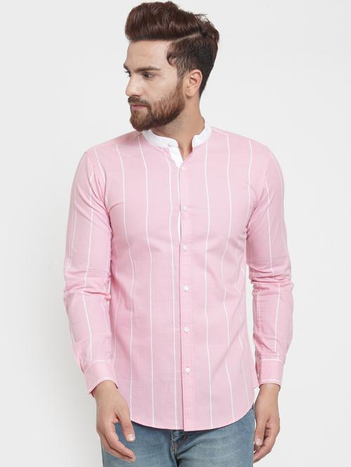 pink striped casual shirt - 16135540 - Very Small Image - 1