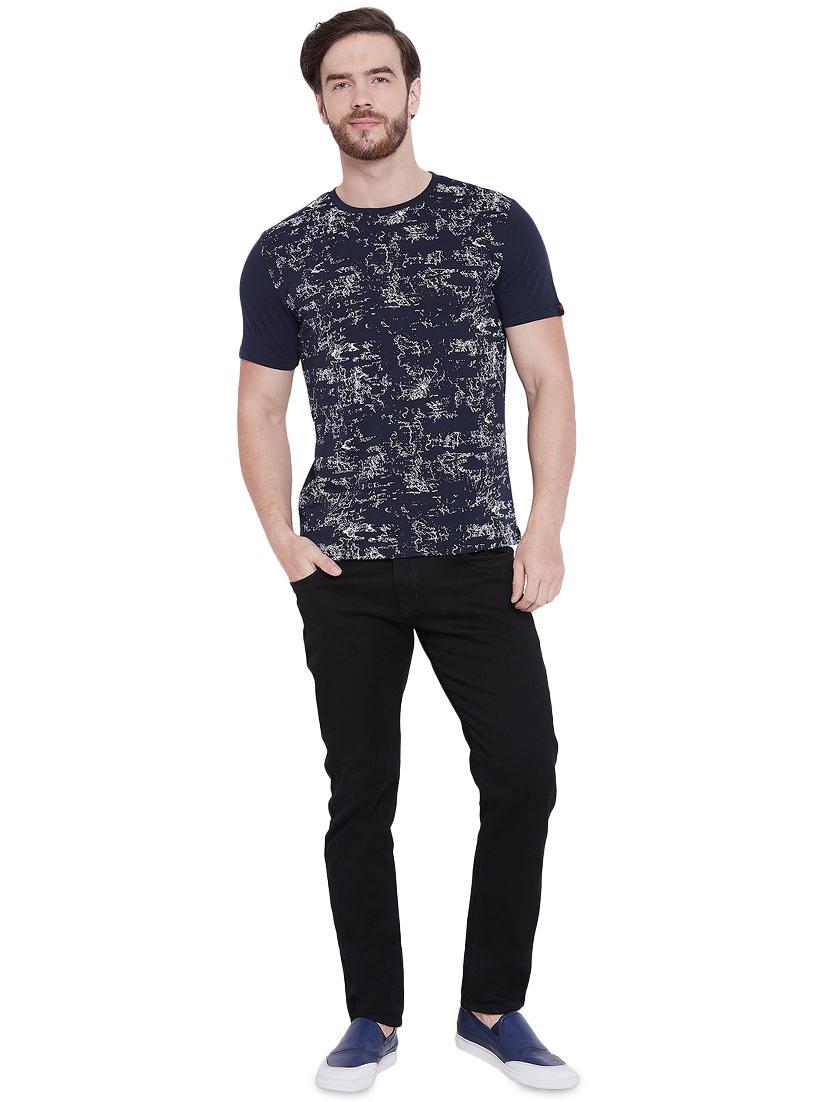 navy blue front print t-shirt - 16135622 - Zoom Image - 4