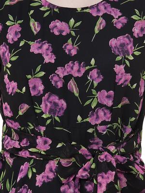 bow tie floral asymmetric dress - 16135674 - Standard Image - 4