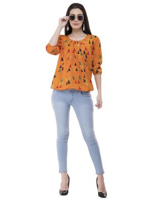 pleated neck geometric blouson top - 16135676 - Standard Image - 4