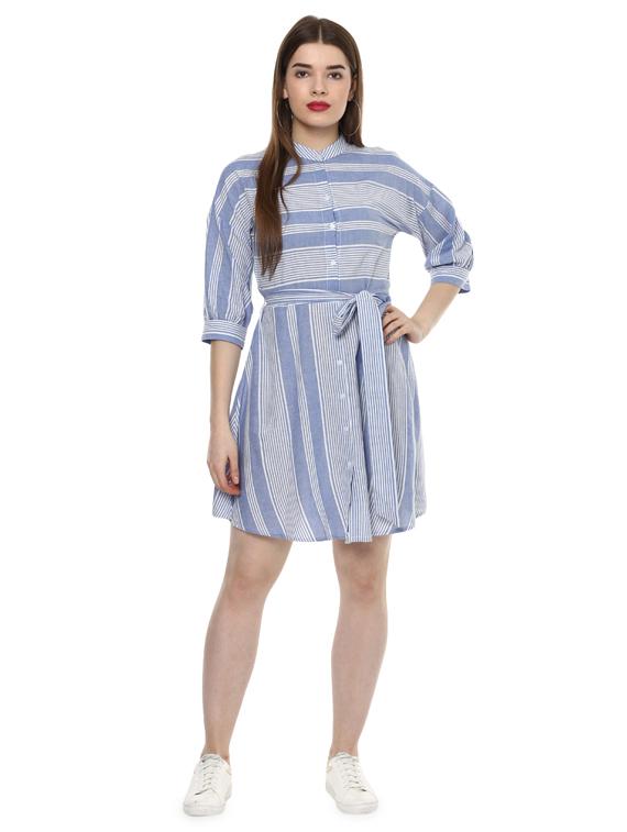tie knot striped shirt dress - 16135849 - Zoom Image - 4
