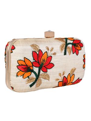 beige metal box clutch - 16136191 - Standard Image - 4
