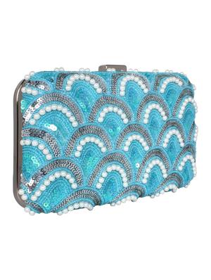 blue metal box clutch - 16136476 - Standard Image - 4