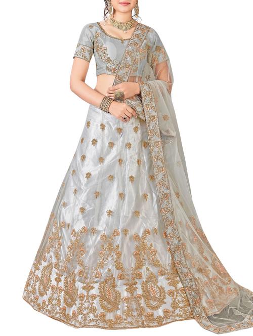 embroidered a-line lehenga - 16136519 - Very Small Image - 1