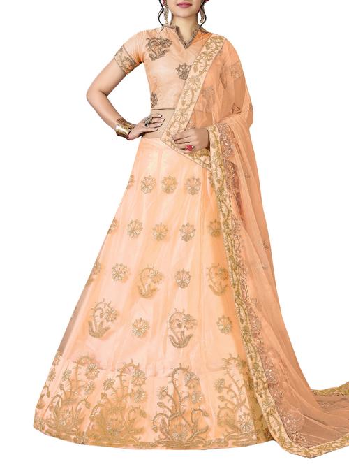 embroidered a-line lehenga - 16136526 - Very Small Image - 1