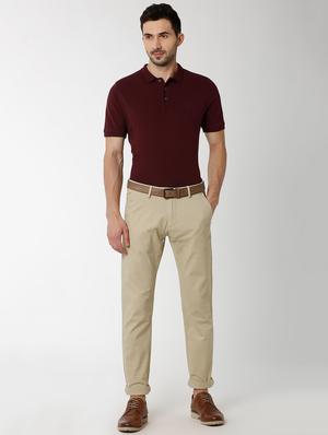beige solid chinos - 16137403 - Standard Image - 4