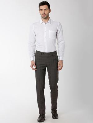 grey polyester blend flat front formal trouser - 16137414 - Standard Image - 4