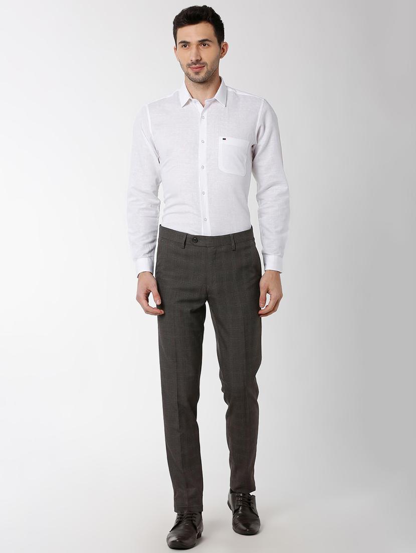 grey polyester blend flat front formal trouser - 16137414 - Zoom Image - 4