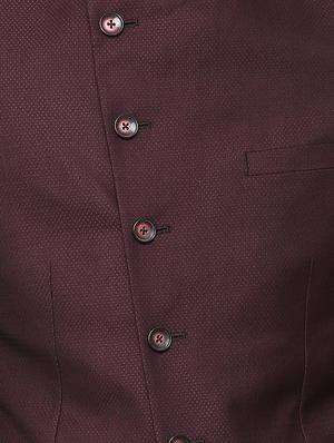 red polyester blend bandhgala suit - 16137498 - Standard Image - 4