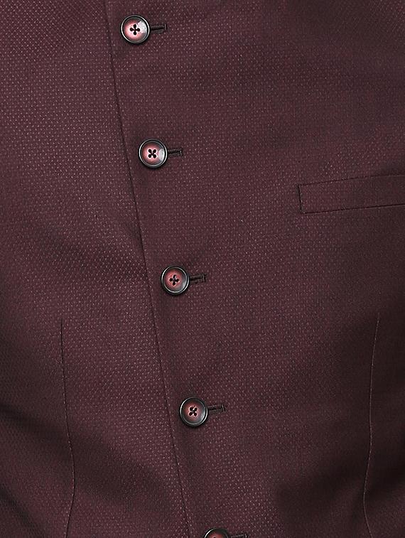 red polyester blend bandhgala suit - 16137498 - Zoom Image - 4