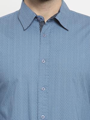 blue printed casual shirt - 16138922 - Standard Image - 4