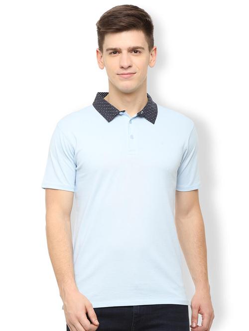 light blue solid polo tshirt - 16139417 - Very Small Image - 1