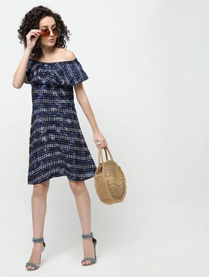 printed off shoulder dress - 16139940 - Standard Image - 4
