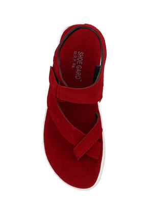 red suede back strap sandals - 16139962 - Standard Image - 4