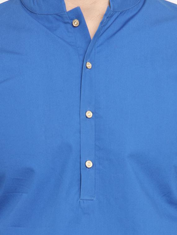 blue solid asymmetric kurta - 16140044 - Zoom Image - 4