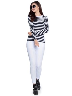 contrast crew striped top - 16140934 - Standard Image - 4