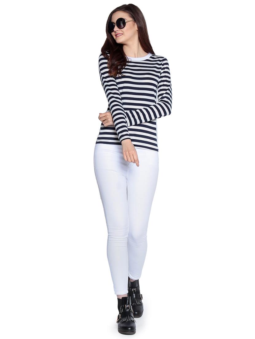 contrast crew striped top - 16140934 - Zoom Image - 4
