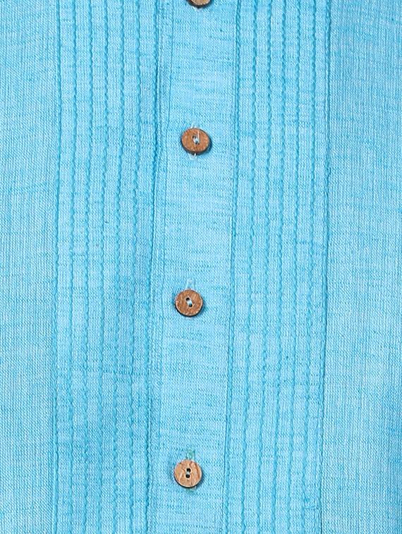 blue cotton long kurta - 16141769 - Zoom Image - 4
