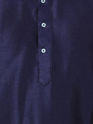 blue dupion long kurta - 16141784 - Standard Image - 4