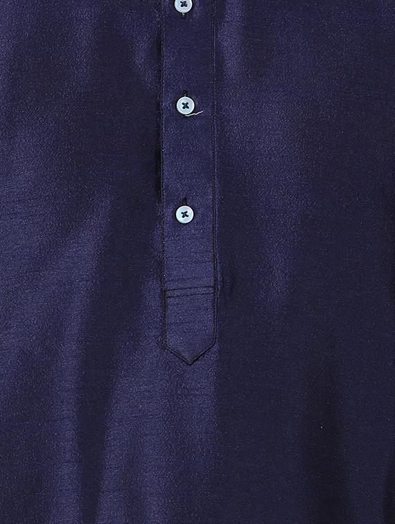 blue dupion long kurta - 16141784 - Zoom Image - 4