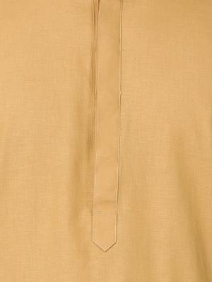 beige cotton long kurta - 16141790 - Standard Image - 4