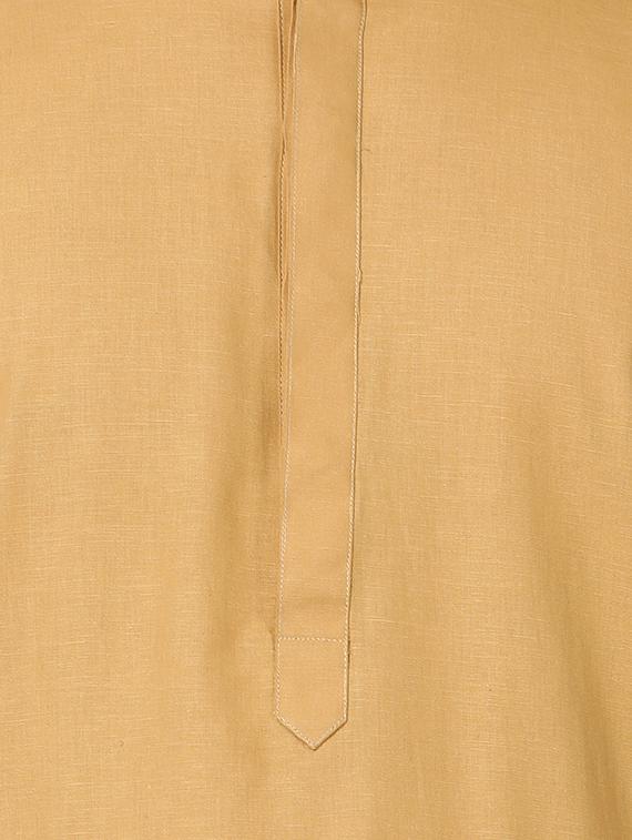 beige cotton long kurta - 16141790 - Zoom Image - 4
