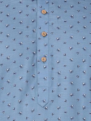 blue cotton long kurta - 16141794 - Standard Image - 4