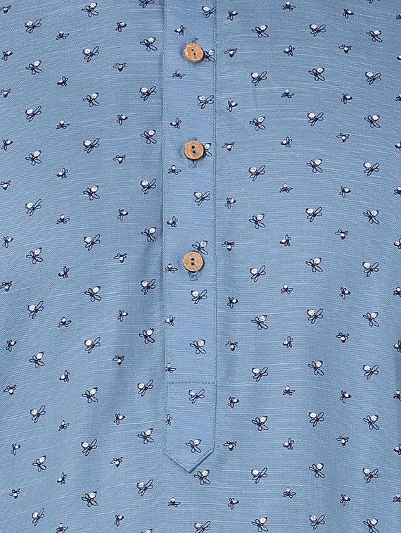 blue cotton long kurta - 16141794 - Zoom Image - 4