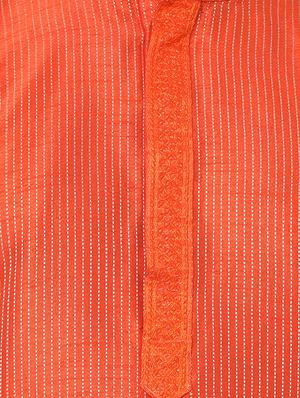 orange silk blend long kurta - 16141806 - Standard Image - 4