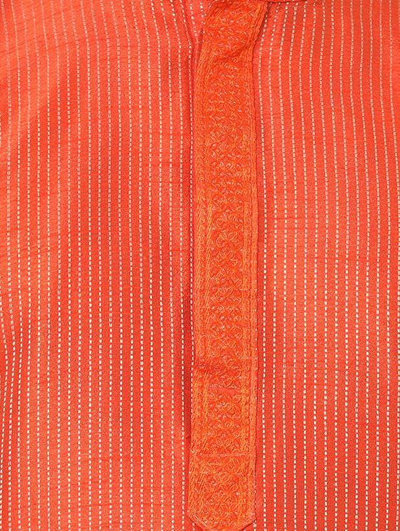 orange silk blend long kurta - 16141806 - Zoom Image - 4