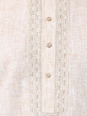 beige khadi long kurta - 16141809 - Standard Image - 4