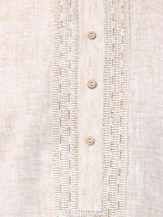 beige khadi long kurta - 16141809 - Zoom Image - 4