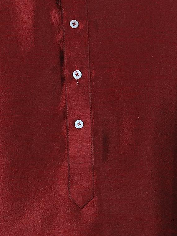 maroon dupion long kurta - 16141826 - Zoom Image - 4