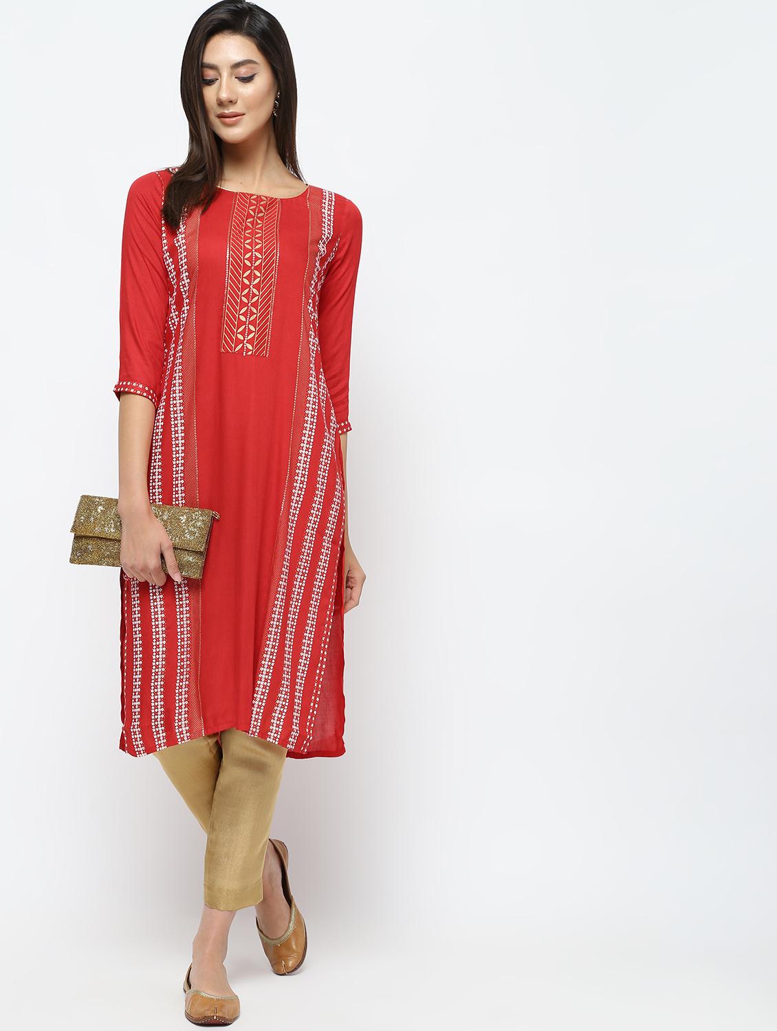 printed straight kurta - 16141913 - Zoom Image - 4