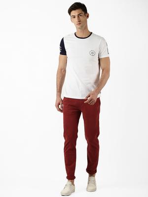 maroon solid chinos - 16142267 - Standard Image - 4