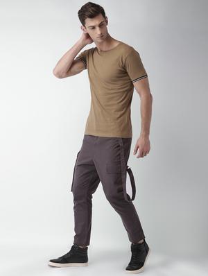 brown solid t-shirt - 16142308 - Standard Image - 4