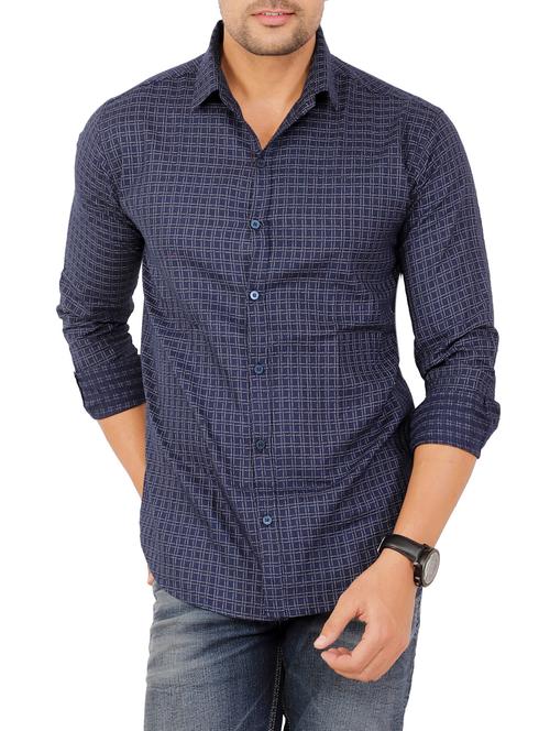 blue checkered casual shirt - 16142433 - Very Small Image - 1