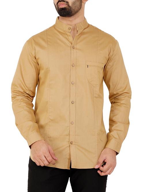 brown solid casual shirt - 16142509 - Very Small Image - 1